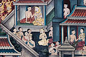 Bangkok Wat Pho, mural paintings of the vhian of the Reclining Buddha. 